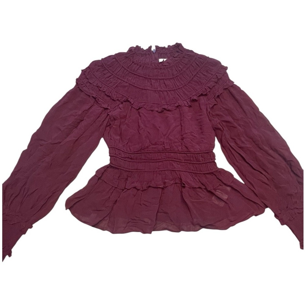 Farm Rio Ruffled Blouse Preplum Womens Size‎ XS Feminine Boho Romantic Exotic